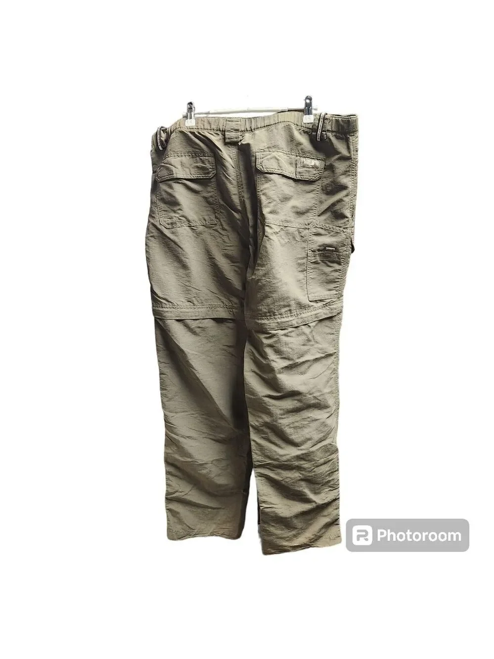 North Face Convertible Pants Mens    Sz. L Khaki Belted Nylon Zip Off Shorts